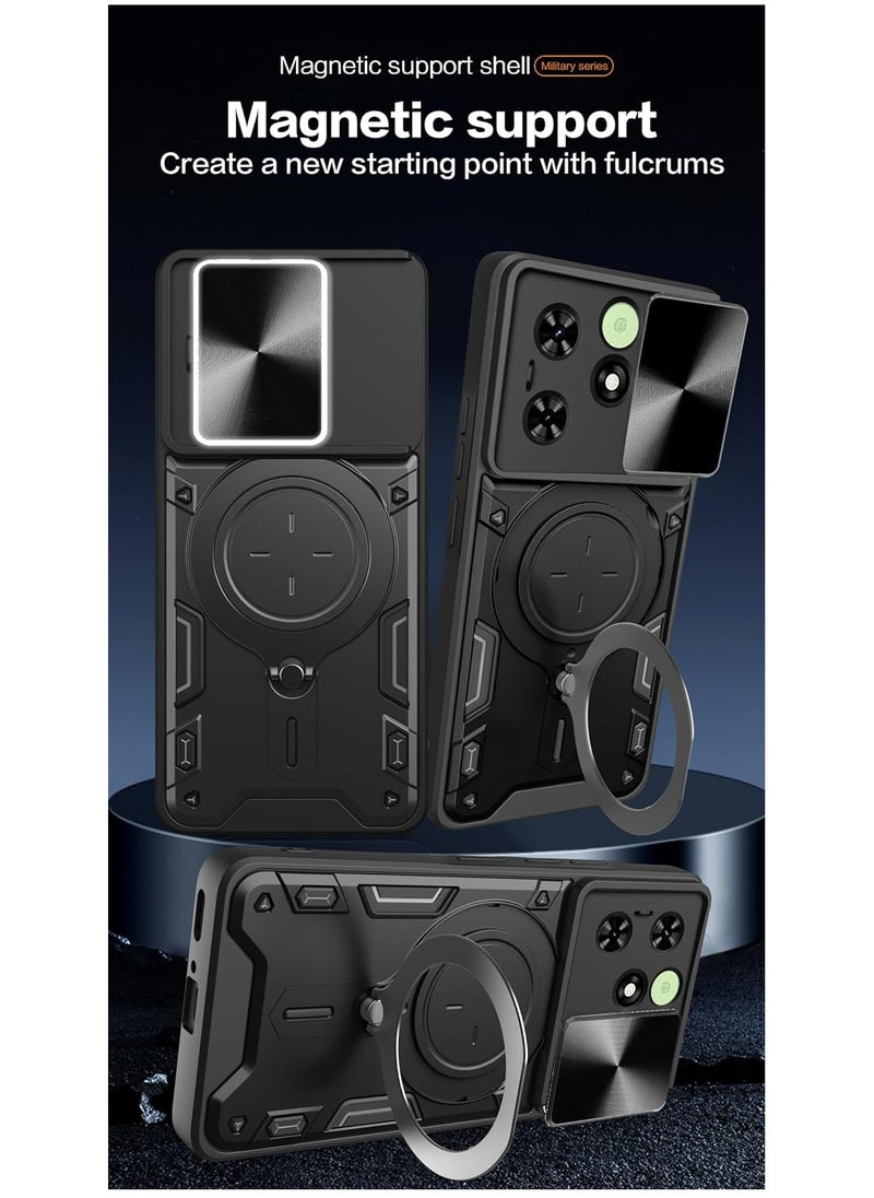 Generic - TECNO Spark Go 2024/TECNO Spark 20/TECNO Spark 20C/TECNO Pop 8 Case Cover, Slide Camera Lens Cover, 360°Rotating Kickstand Ring, Bumper Shockproof Case，Compatible with Car Magnetic Mount - Image 1