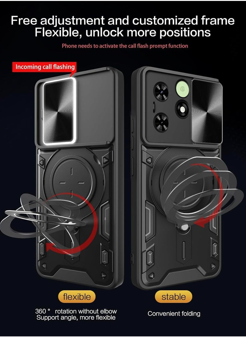 Generic - TECNO Spark Go 2024/TECNO Spark 20/TECNO Spark 20C/TECNO Pop 8 Case Cover, Slide Camera Lens Cover, 360°Rotating Kickstand Ring, Bumper Shockproof Case，Compatible with Car Magnetic Mount - Image 1