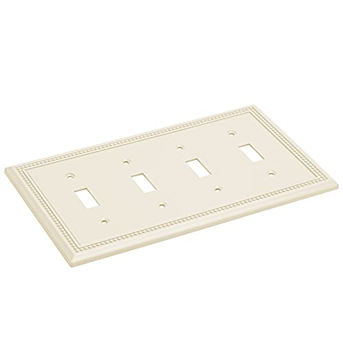 Henne Bery Sunken Pearls Heavy Duty Decorative Wall Plate Switch Plate Outlet Cover (Quad Toggle, Light Almond) - Image 2