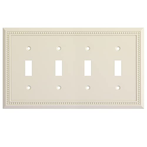 Henne Bery Sunken Pearls Heavy Duty Decorative Wall Plate Switch Plate Outlet Cover (Quad Toggle, Light Almond) - Image 1