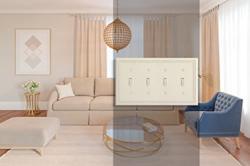 Henne Bery Sunken Pearls Heavy Duty Decorative Wall Plate Switch Plate Outlet Cover (Quad Toggle, Light Almond) - Image 5