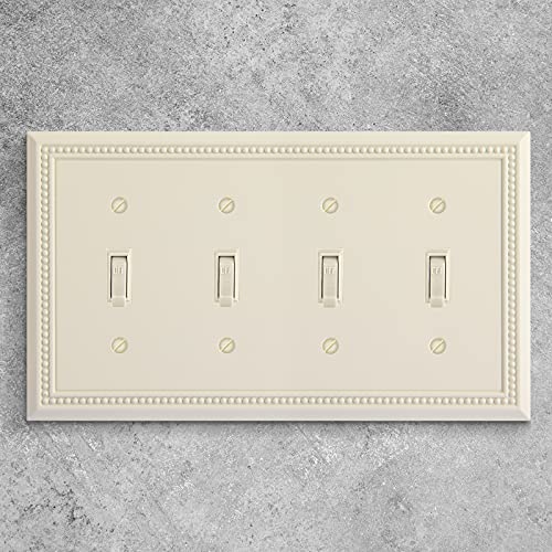 Henne Bery Sunken Pearls Heavy Duty Decorative Wall Plate Switch Plate Outlet Cover (Quad Toggle, Light Almond) - Image 4