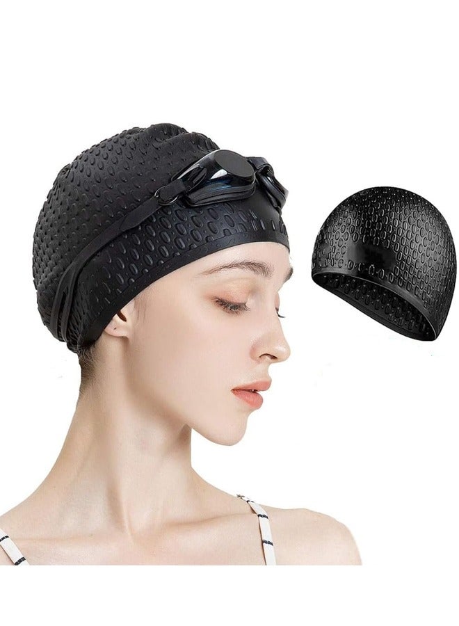 Bukela Silicone Swim Cap,Comfortable Bathing Cap Ideal for Curly Short Medium Long Hair, Swimming Cap for Women and Men, Shower Caps Keep Hairstyle Unchanged - Image 1