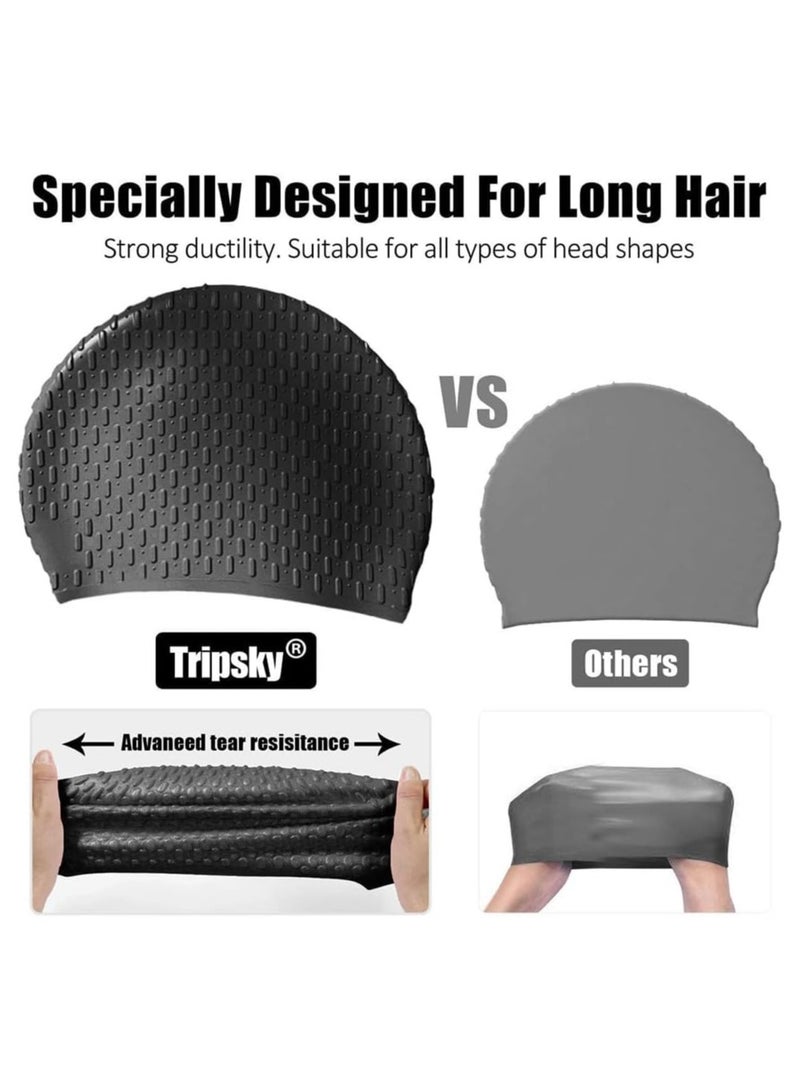 Bukela Silicone Swim Cap,Comfortable Bathing Cap Ideal for Curly Short Medium Long Hair, Swimming Cap for Women and Men, Shower Caps Keep Hairstyle Unchanged - Image 2