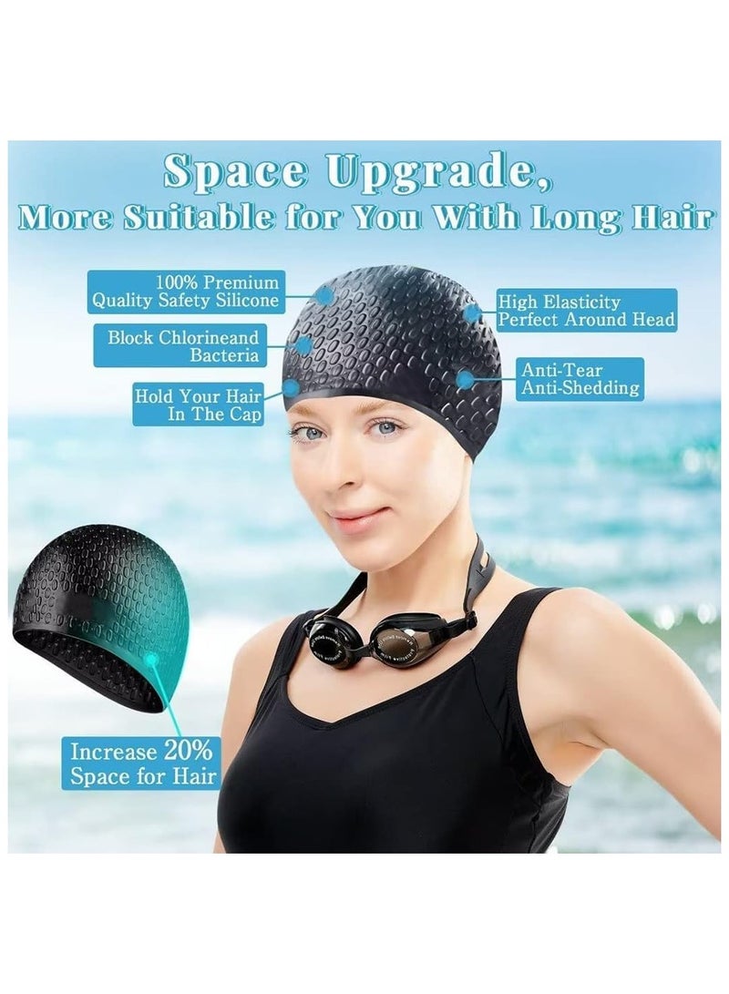 Bukela Silicone Swim Cap,Comfortable Bathing Cap Ideal for Curly Short Medium Long Hair, Swimming Cap for Women and Men, Shower Caps Keep Hairstyle Unchanged - Image 3
