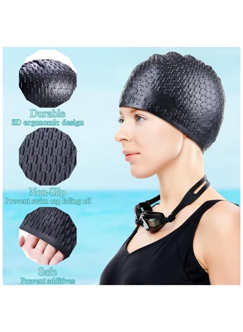 Bukela Silicone Swim Cap,Comfortable Bathing Cap Ideal for Curly Short Medium Long Hair, Swimming Cap for Women and Men, Shower Caps Keep Hairstyle Unchanged - Image 4