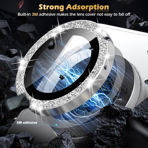 imluckies for Samsung Galaxy S25 Camera Lens Protector Bling, Scratch-Resistant HD Clear Tempered Glass, Individual Metal Camera Protector Accessories [Not for S25+], Glitter Silver - Image 5