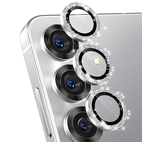 imluckies for Samsung Galaxy S25 Camera Lens Protector Bling, Scratch-Resistant HD Clear Tempered Glass, Individual Metal Camera Protector Accessories [Not for S25+], Glitter Silver - Image 1