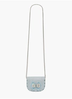 Little Missy Girls Bow Accent Crossbody Bag with Chain Strap and Button Closure  - Image 2