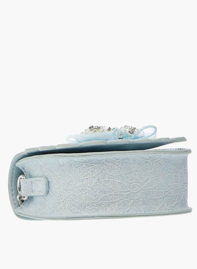Little Missy Girls Bow Accent Crossbody Bag with Chain Strap and Button Closure  - Image 5