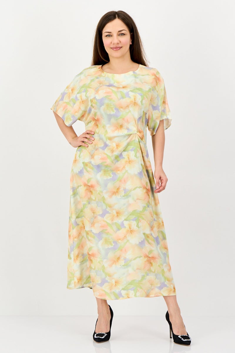 bebe Women Floral Print Midi Dress, Multicolor - Image 1