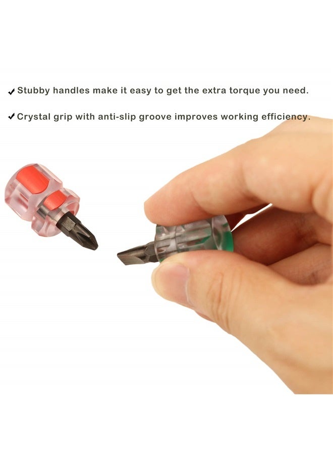 Mini Stubby Screwdriver Set - Ultra Short Pocket Screwdriver for Narrow Spaces, 4 Pieces with Flat Head and Phillips Head  - Image 4