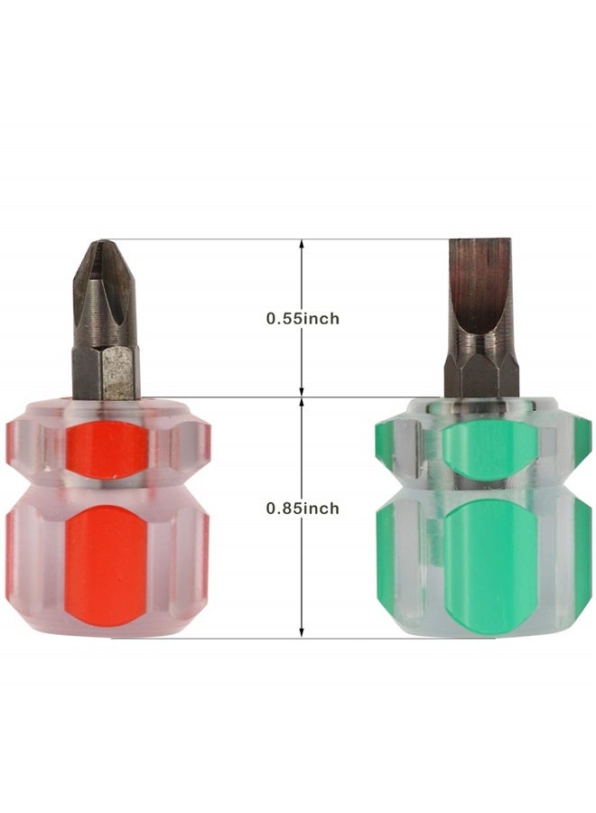 Mini Stubby Screwdriver Set - Ultra Short Pocket Screwdriver for Narrow Spaces, 4 Pieces with Flat Head and Phillips Head  - Image 2