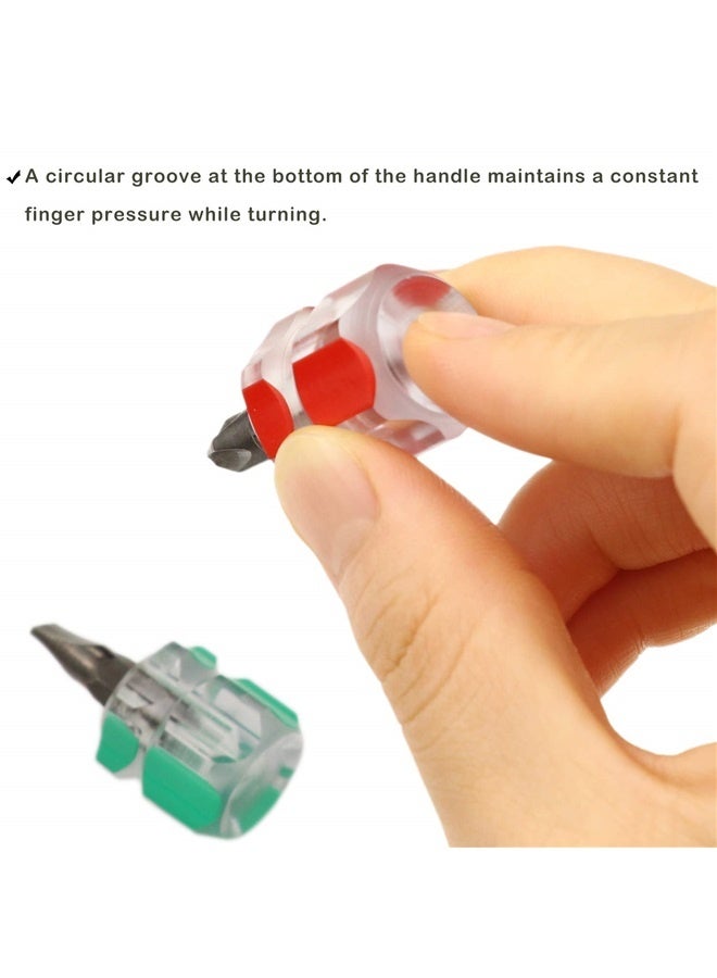 Mini Stubby Screwdriver Set - Ultra Short Pocket Screwdriver for Narrow Spaces, 4 Pieces with Flat Head and Phillips Head  - Image 5