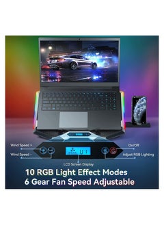 Y&D Gaming Laptop Cooling Pad, with 8 Fans, RGB Fan Pad 15-17.3 Inch, Cooler Stand 6 Height Adjustable  - Image 3