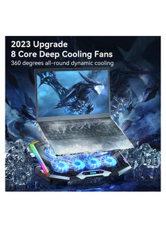 Y&D Gaming Laptop Cooling Pad, with 8 Fans, RGB Fan Pad 15-17.3 Inch, Cooler Stand 6 Height Adjustable  - Image 2
