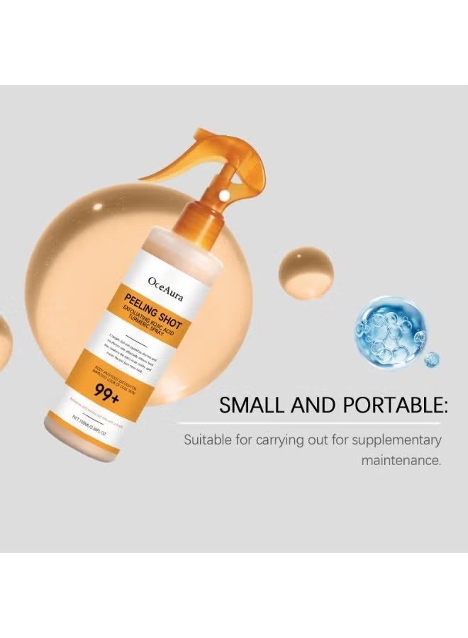 OceAura 2-PACKS Kojic Acid Turmeric Exfoliating Body Spray, Exfoliating Serum ，Improves Roughness and Dullness, Body Care, Unisex.100ml*2 - Image 4