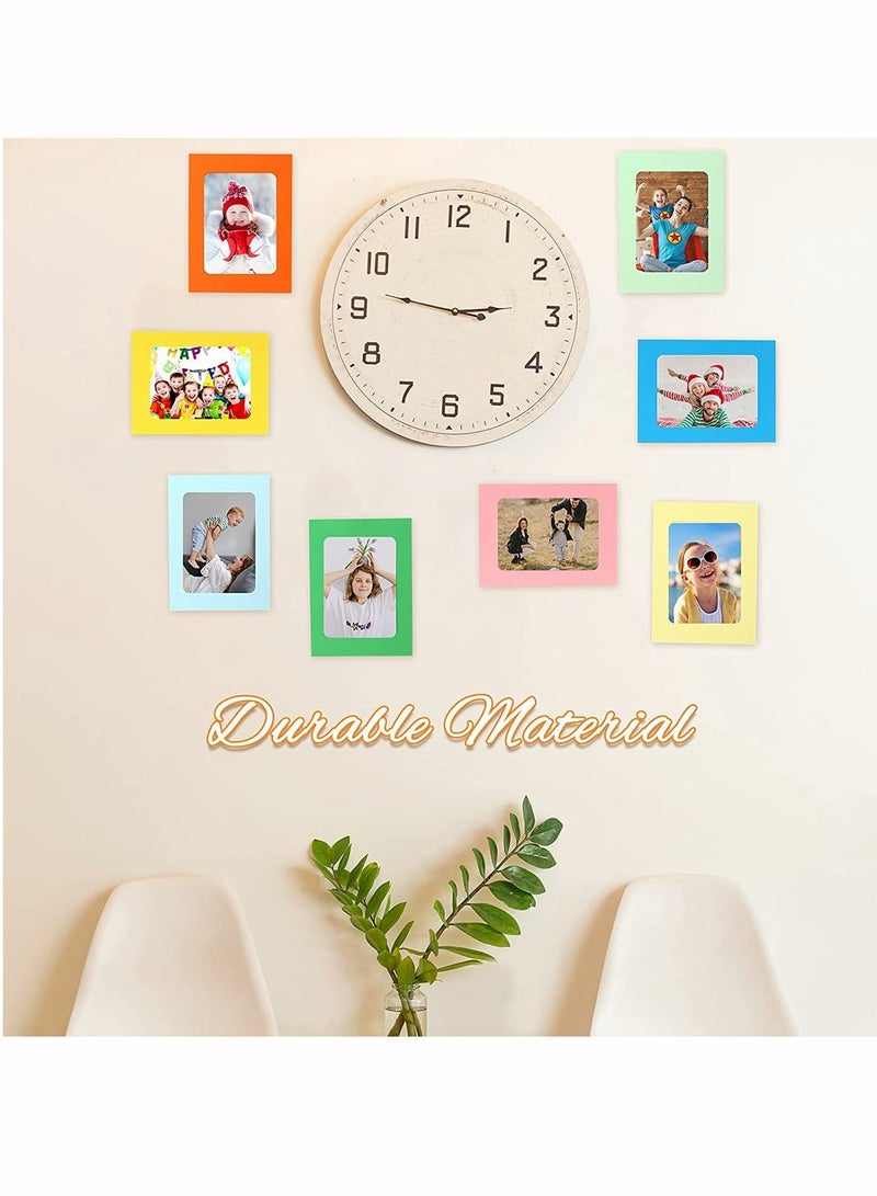 إطارات صور ملونة من الورق يمكنك صنعها بنفسك، 10 قطع ألبوم بتصميم بولارويد عتيق مع مشابك خشبية وخيوط جوت، مثالي لتزيين جدران المنزل والمدرسة والمكتب (4x6 بوصة) - Image 2