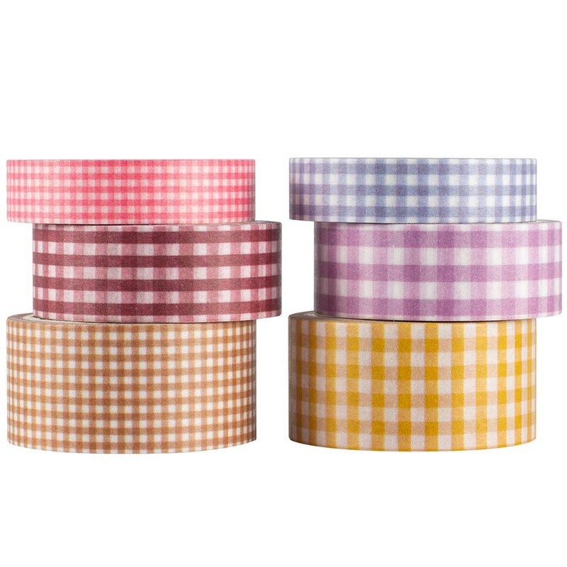 YUBBAEX 6 Rolls Plaid Washi Tape Set Basic Grid Masking Decorative Tapes for Arts, DIY Crafts, Journals, Planners, Scrapbooking, Wrapping (Basic Plaid) - Image 2