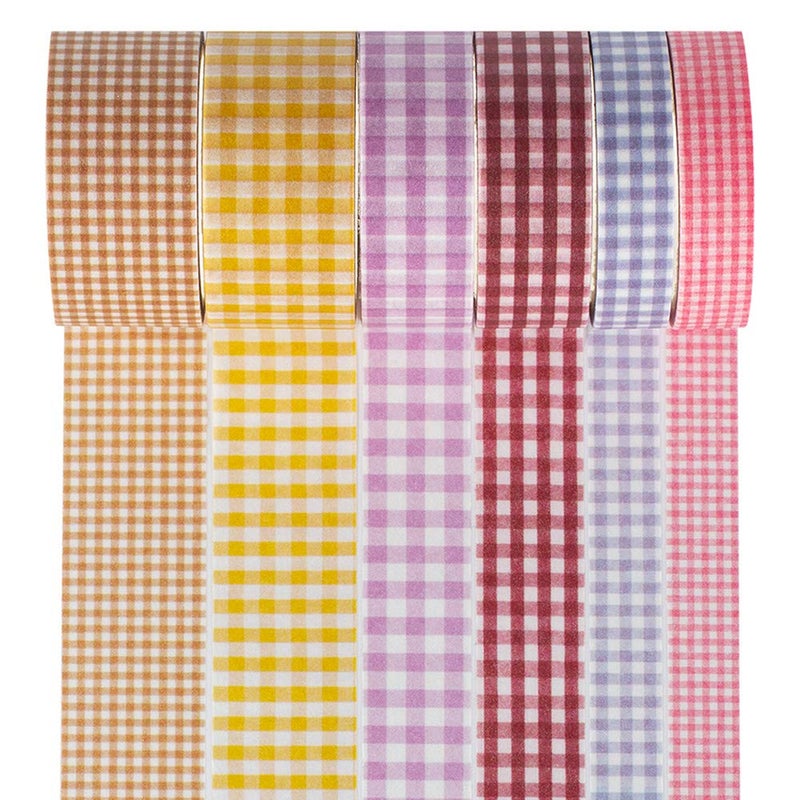 YUBBAEX 6 Rolls Plaid Washi Tape Set Basic Grid Masking Decorative Tapes for Arts, DIY Crafts, Journals, Planners, Scrapbooking, Wrapping (Basic Plaid) - Image 3