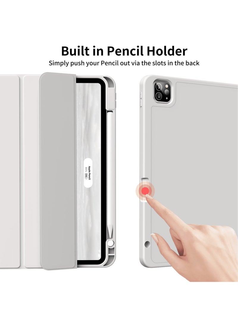 iPad Pro 11 Inch Case (4th/3rd/2nd Gen, 2022/2021/2020) – Smart Trifold Stand, Soft TPU Back, Wireless Pencil Charging, Auto Wake/Sleep, Pencil Holder – Gray - Image 3