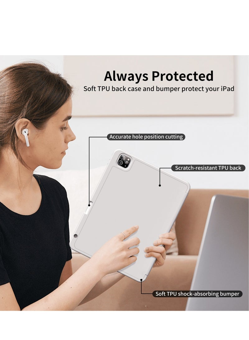 iPad Pro 11 Inch Case (4th/3rd/2nd Gen, 2022/2021/2020) – Smart Trifold Stand, Soft TPU Back, Wireless Pencil Charging, Auto Wake/Sleep, Pencil Holder – Gray - Image 5