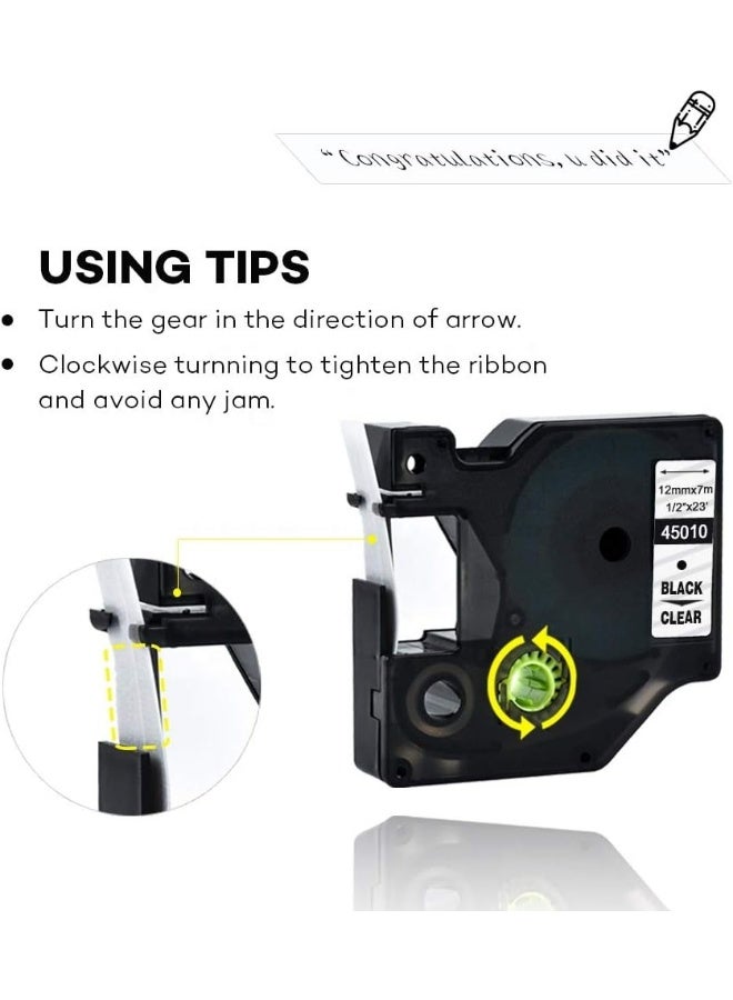 Royal Apex 5-Pack Replace Dymo D1 Label Tape Black On Clear Compatible Labeling Dymo Refills For Dymo Label Manager Writer Printers Black On Clear 12Mm 1/2 Inch X 7Mtr  - Image 4