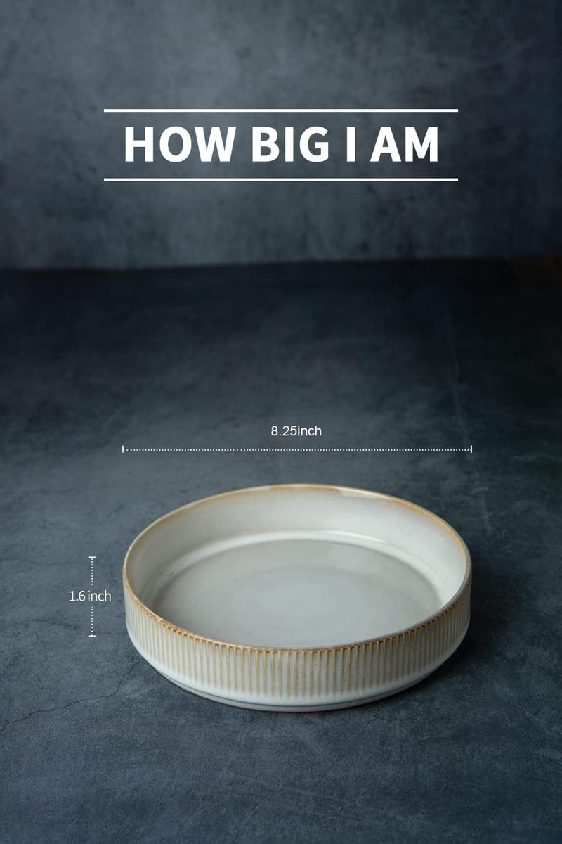 famiware Star 825 Pasta Bowls Large Dinner Bowls Set of 4 Salad Bowl Plates Shallow Bowls for Eating Cappuccino White - Image 5