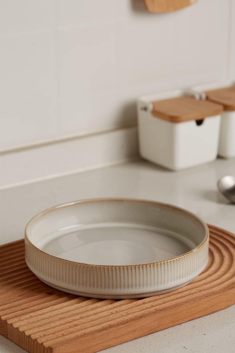 famiware Star 825 Pasta Bowls Large Dinner Bowls Set of 4 Salad Bowl Plates Shallow Bowls for Eating Cappuccino White - Image 4