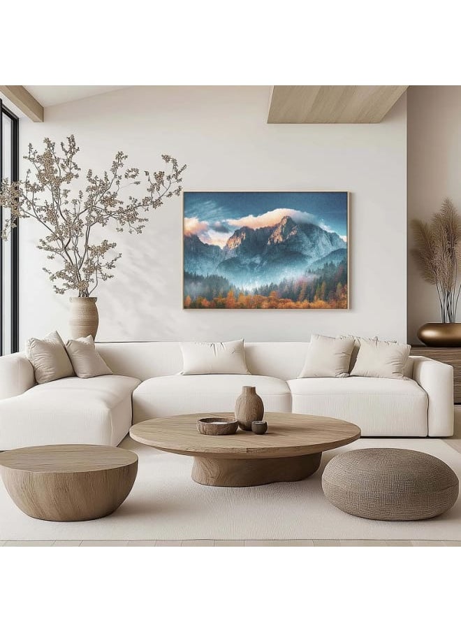 Home Gallery Spring Mountain Landscape With Snow And Forest Canvas Wall Art 120x80  - Image 2