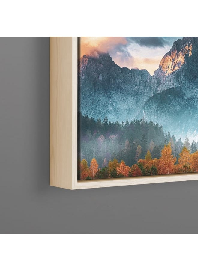 Home Gallery - Spring Mountain Landscape With Snow And Forest Canvas Wall Art 120x80 - Image 1