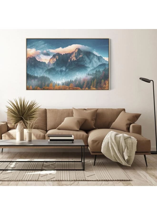 Home Gallery - Spring Mountain Landscape With Snow And Forest Canvas Wall Art 120x80 - Image 1