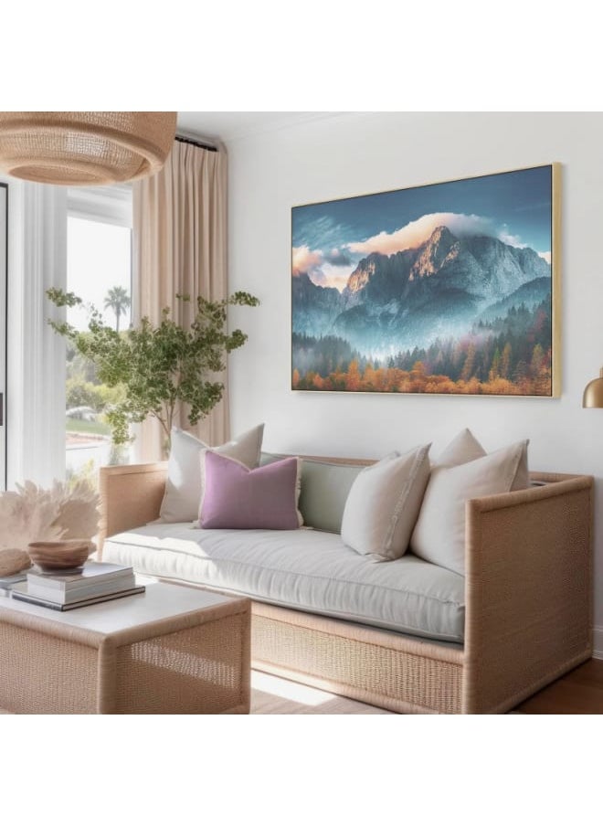 Home Gallery - Spring Mountain Landscape With Snow And Forest Canvas Wall Art 120x80 - Image 1
