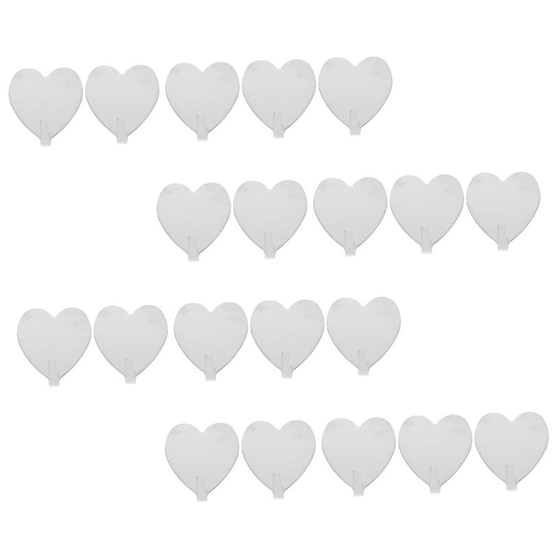 Stainless Steel Heart Shaped Adhesive Hooks 20Pcs Strong Bathroom Wall Decor Set - Image 2