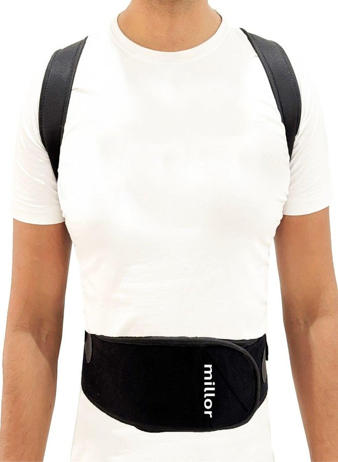 MILLOR Posture Corrector For Men And Women Back Support Belt Back Pain Back Straight & Shoulder, Universal Free Size, Black - Image 3