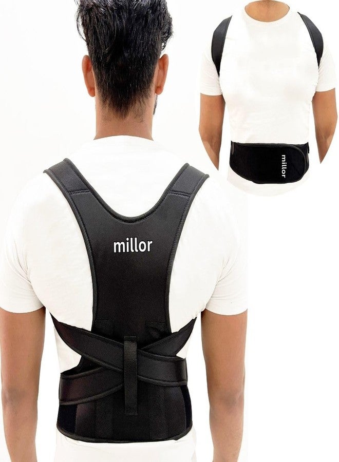 MILLOR Posture Corrector For Men And Women Back Support Belt Back Pain Back Straight & Shoulder, Universal Free Size, Black - Image 2