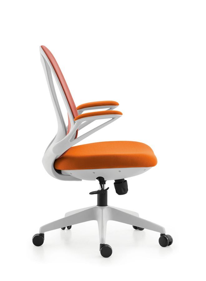Generic Modern Stylish Middle Back Mesh Office Chair with Elegant Design and White Frame for Office and Home, Orange  - Image 2