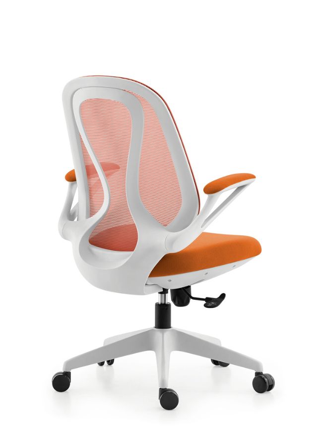 Generic Modern Stylish Middle Back Mesh Office Chair with Elegant Design and White Frame for Office and Home, Orange  - Image 3