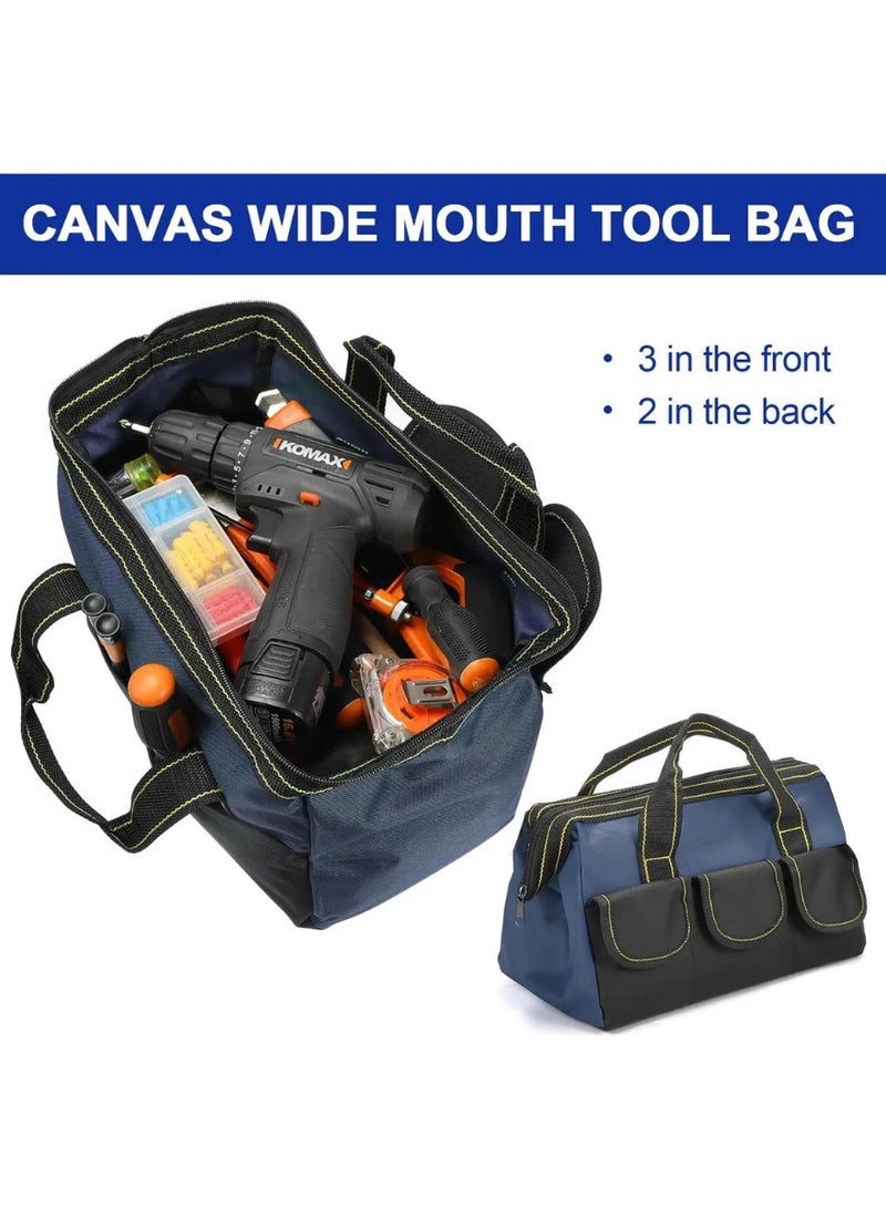 YIM-VIBEHAUS Tool Bag, 16 Inch Waterproof Hand Tools Organizer Bag, Oxford Cloth Tool Bag with Multiple Pockets, Great for Construction Electricians Carpentry and DIY Enthusiasts - Image 4