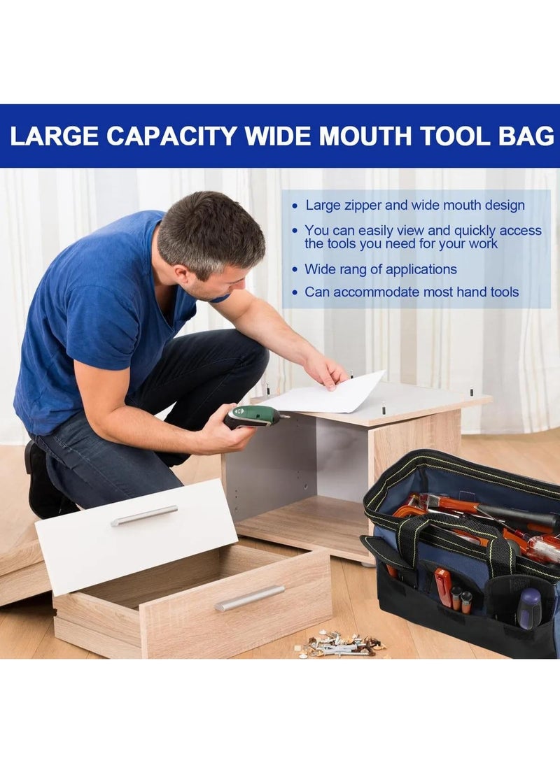 YIM-VIBEHAUS Tool Bag, 16 Inch Waterproof Hand Tools Organizer Bag, Oxford Cloth Tool Bag with Multiple Pockets, Great for Construction Electricians Carpentry and DIY Enthusiasts - Image 5