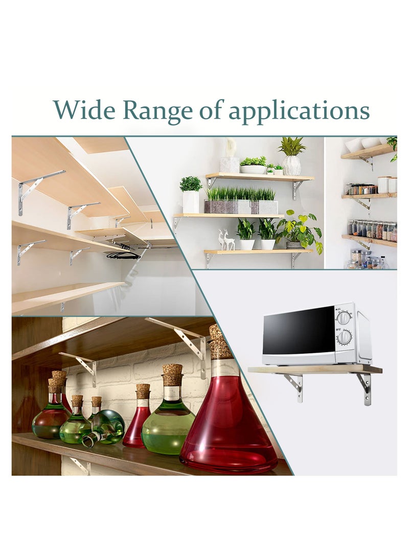 Vixel VIXEL 16 Inch Stainless Steel Detachable Triangle Bracket Heavy Duty Wall Brackets for Shelves Rectangle Bracket 90 Degrees  - Image 5