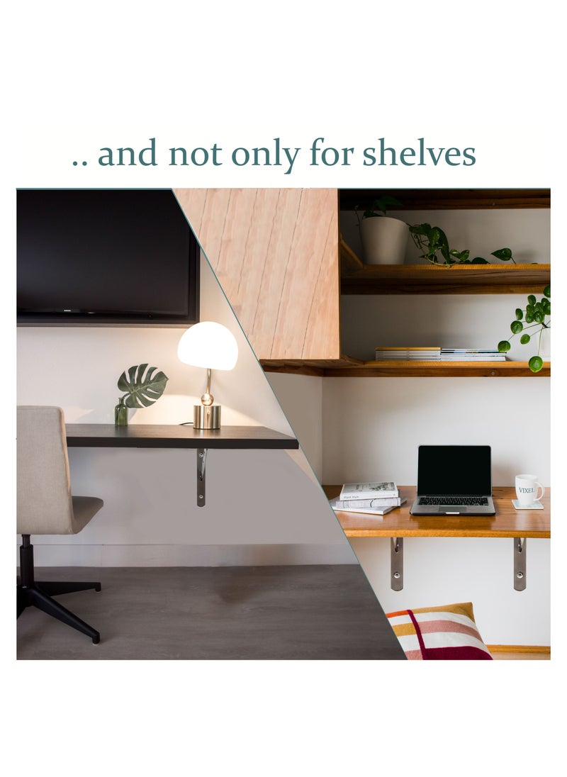 Vixel - VIXEL 16 Inch Stainless Steel Detachable Triangle Bracket Heavy Duty Wall Brackets for Shelves Rectangle Bracket 90 Degrees - Image 1