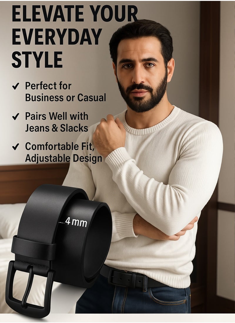 Generic Mens Belt Men's PU Leather Pin Buckle Waist Strap Belt - Fashionable, Adjustable, Durable, and Comfortable Waist Belt for Casual & Formal Wear, Everyday Use, and Outdoor Activities Black  - Image 4