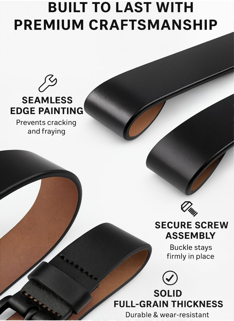 Generic Mens Belt Men's PU Leather Pin Buckle Waist Strap Belt - Fashionable, Adjustable, Durable, and Comfortable Waist Belt for Casual & Formal Wear, Everyday Use, and Outdoor Activities Black  - Image 2
