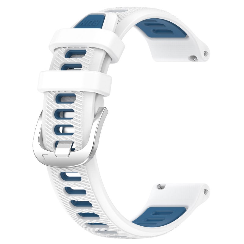S-TOP For Garmin Forerunner 255 Music 22mm Sports Two-Color Steel Buckle Silicone Watch Band(White+Blue) - Image 2