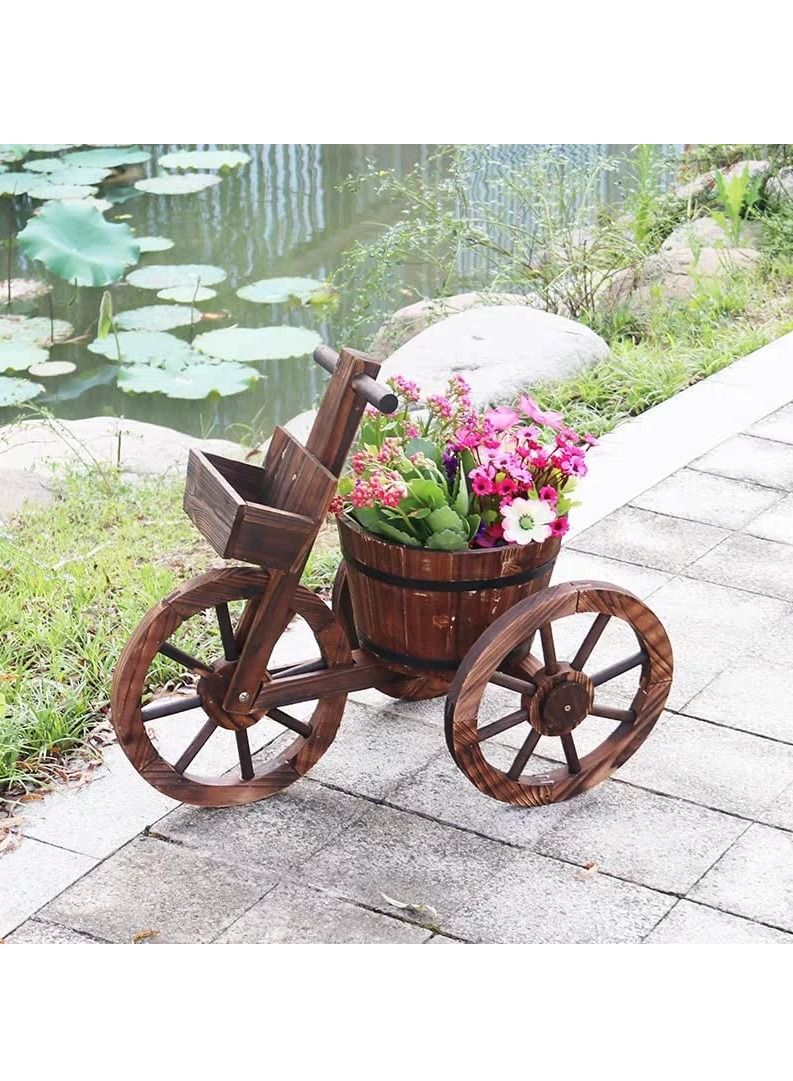 LINGWEI Cycle Shape Wooden Flower Pot Brown 66x58xx32cm - Image 1