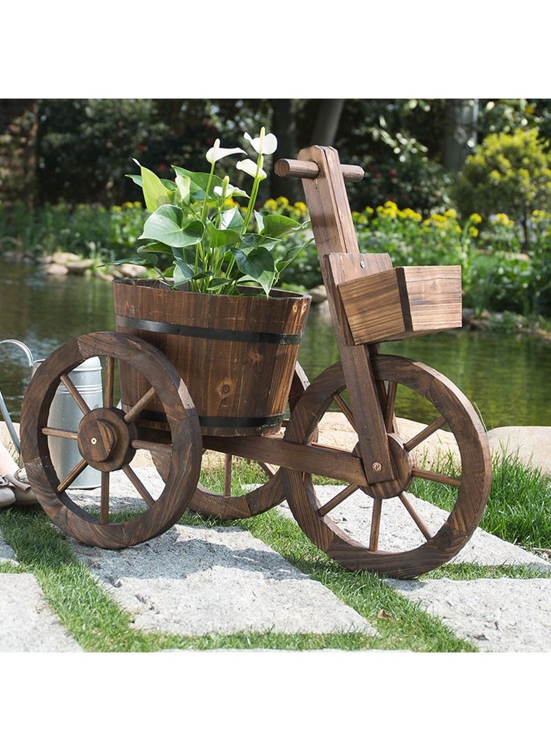 LINGWEI Cycle Shape Wooden Flower Pot Brown 66x58xx32cm - Image 2