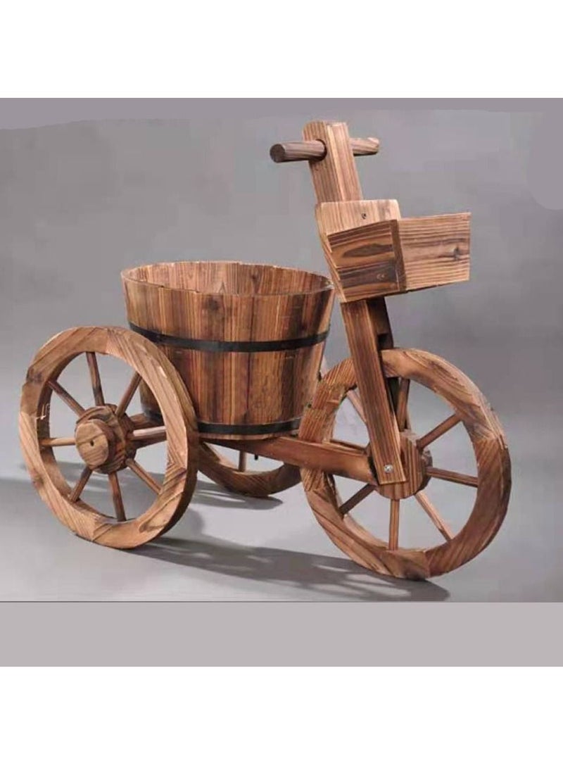 LINGWEI Cycle Shape Wooden Flower Pot Brown 66x58xx32cm - Image 4