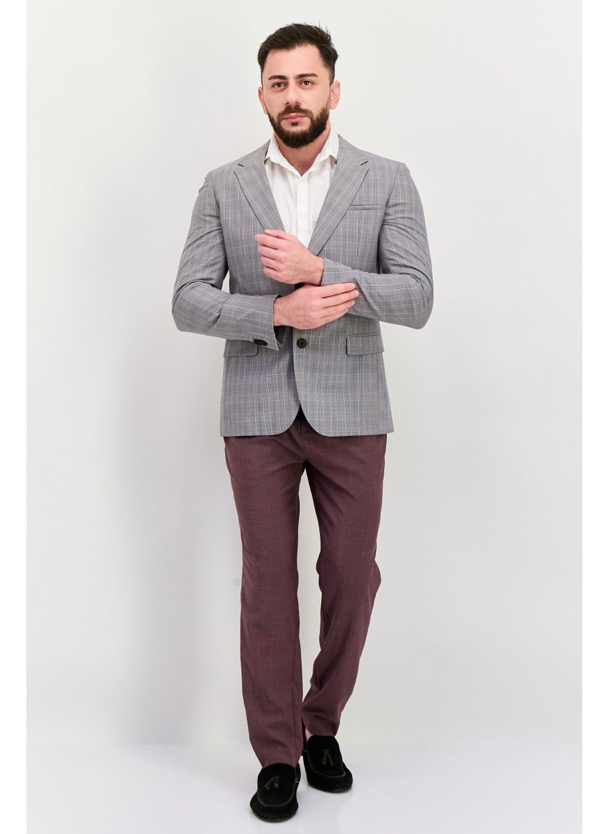 HUGO by Hugo Boss Men Extra Slim Fit Plaid Semi-Formal Blazer, Grey  - Image 2