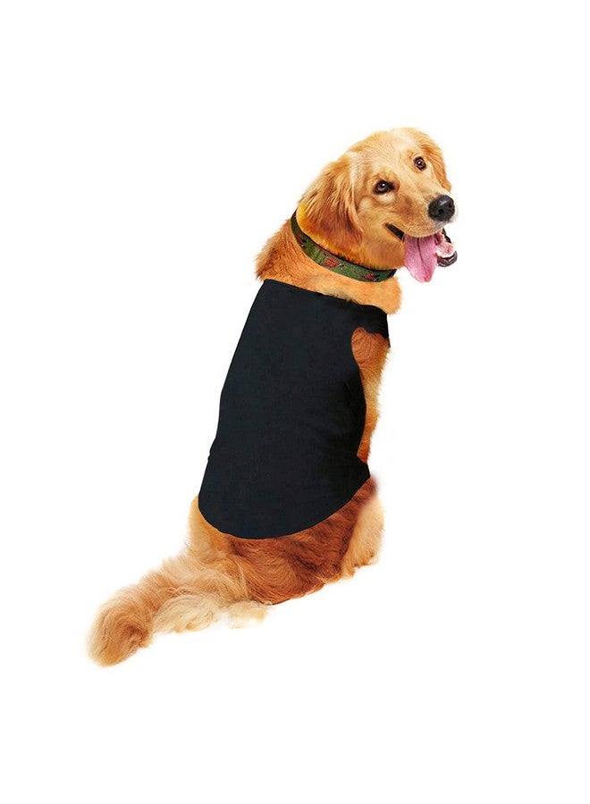 سايج سكوير تي شيرت قطني مريح للكلاب، سترة بدون أكمام لملابس الكلاب، قميص داخلي للجراء، ملابس عصرية (أسود) (متوسط) (16 بوصة) - Image 1